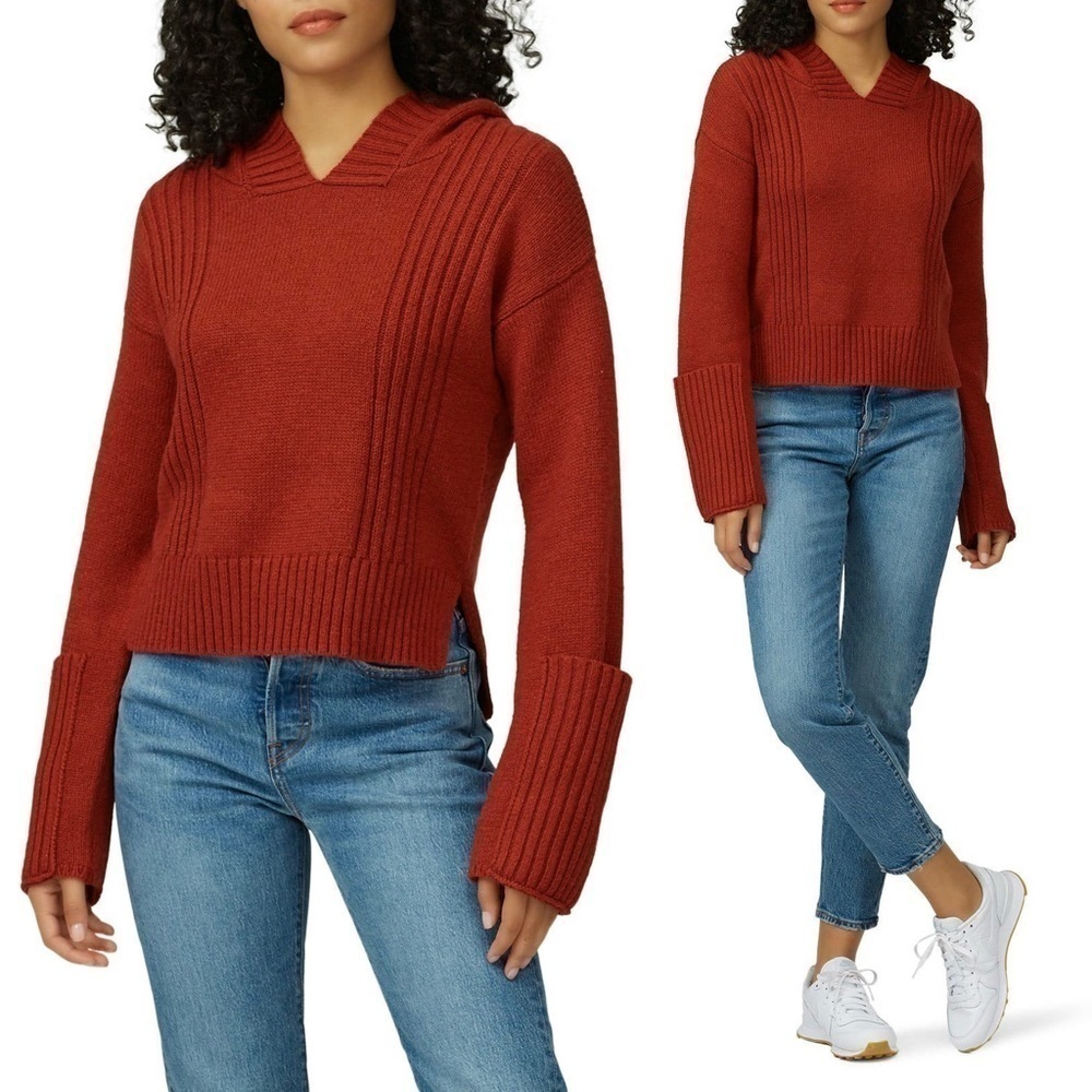 CHARLI Wool Blend Oversize Cuff Scandi Girl Fishermancore Hooded Sweater XS